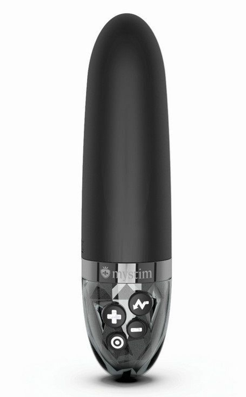 Черный вибратор с электростимуляцией Sleak Freak - 14 см.