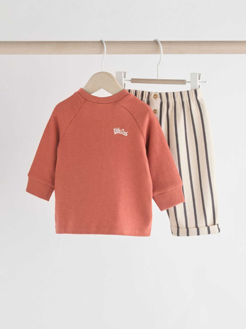 Свитшот и штаны в комплекте для малышей Next N22-636, Кирпичный, Бежевый