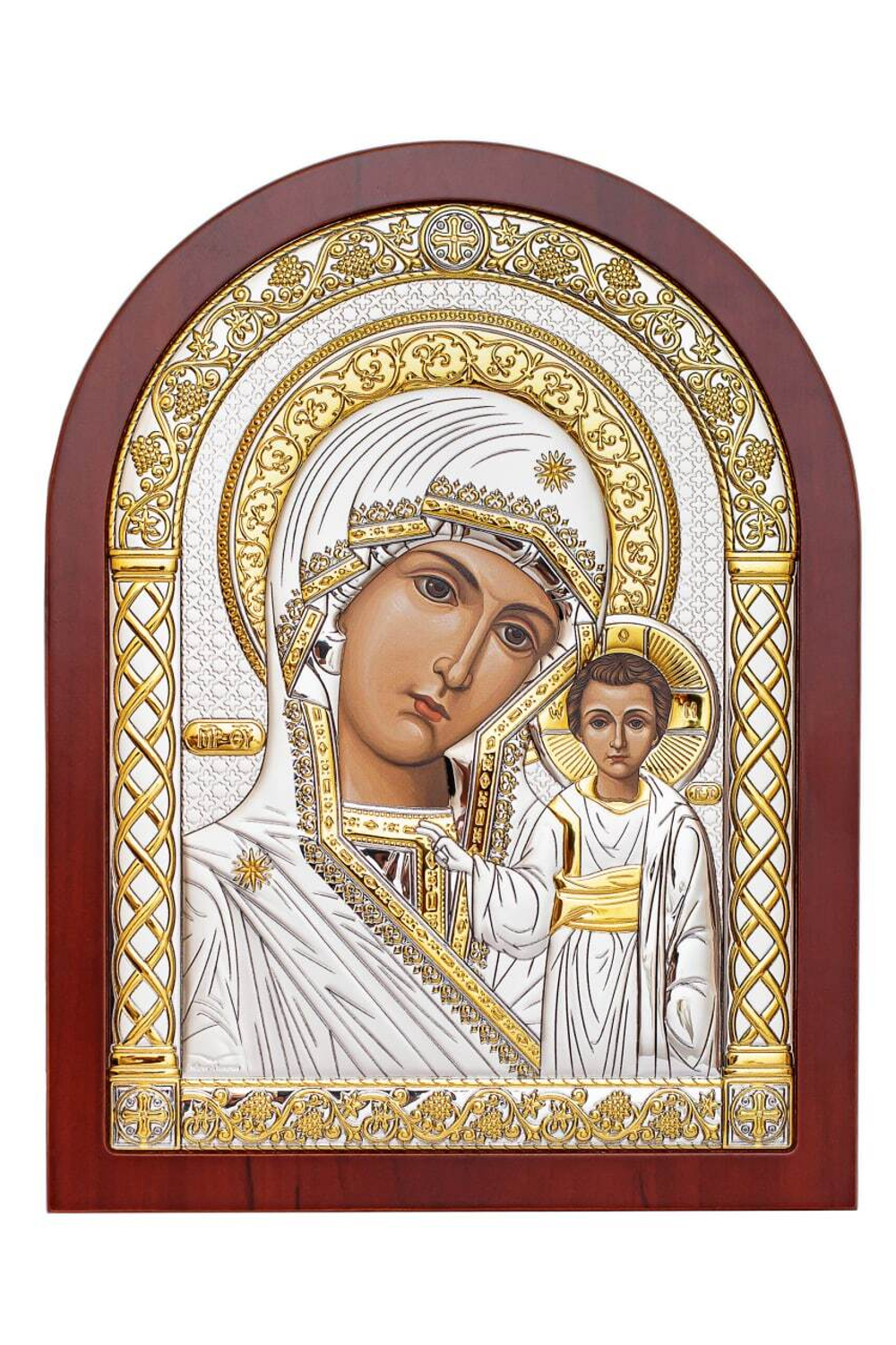 Казанская БМ, икона арочная, красное дерево 105х140