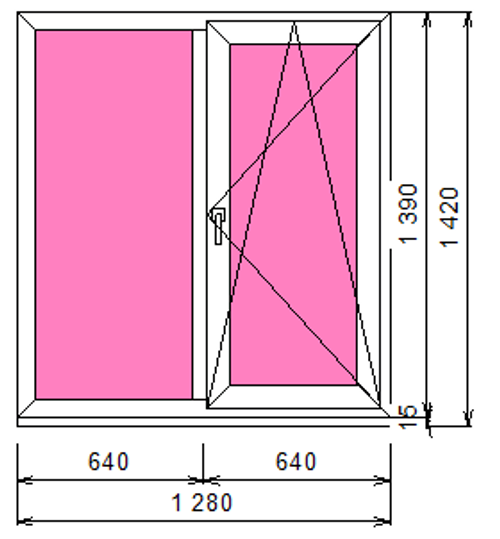 Пластиковое окно 1390 х 1280 ТермА Эко