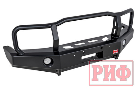 Бампер силовой передний Toyota Land Cruiser 76/78/79 2007+ c доп. фарами и защитной дугой, с площадкой под лебедку РИФ