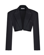 Жакет укороченный мужского кроя с широкими плечами, черный