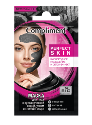 Compliment Саше PERFECT SKIN Маска для лица с вулканической водой, углем и глиной Гассул