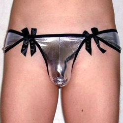 Мужские трусы стринги серебристые String Shine Silver Bow 1023