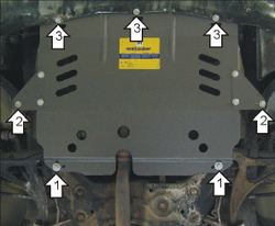 Защита картера Двигателя, КПП. 2 мм, Сталь. для Audi A2 2000-2005 MOTODOR.00125
