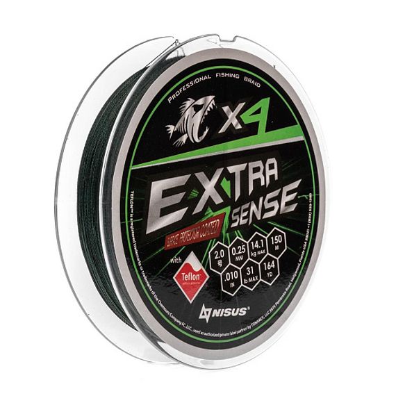 Шнур Extrasense X4 PE Green 150m 2/31LB 0.25mm (N-ES-X4-2/31LB) NISUS