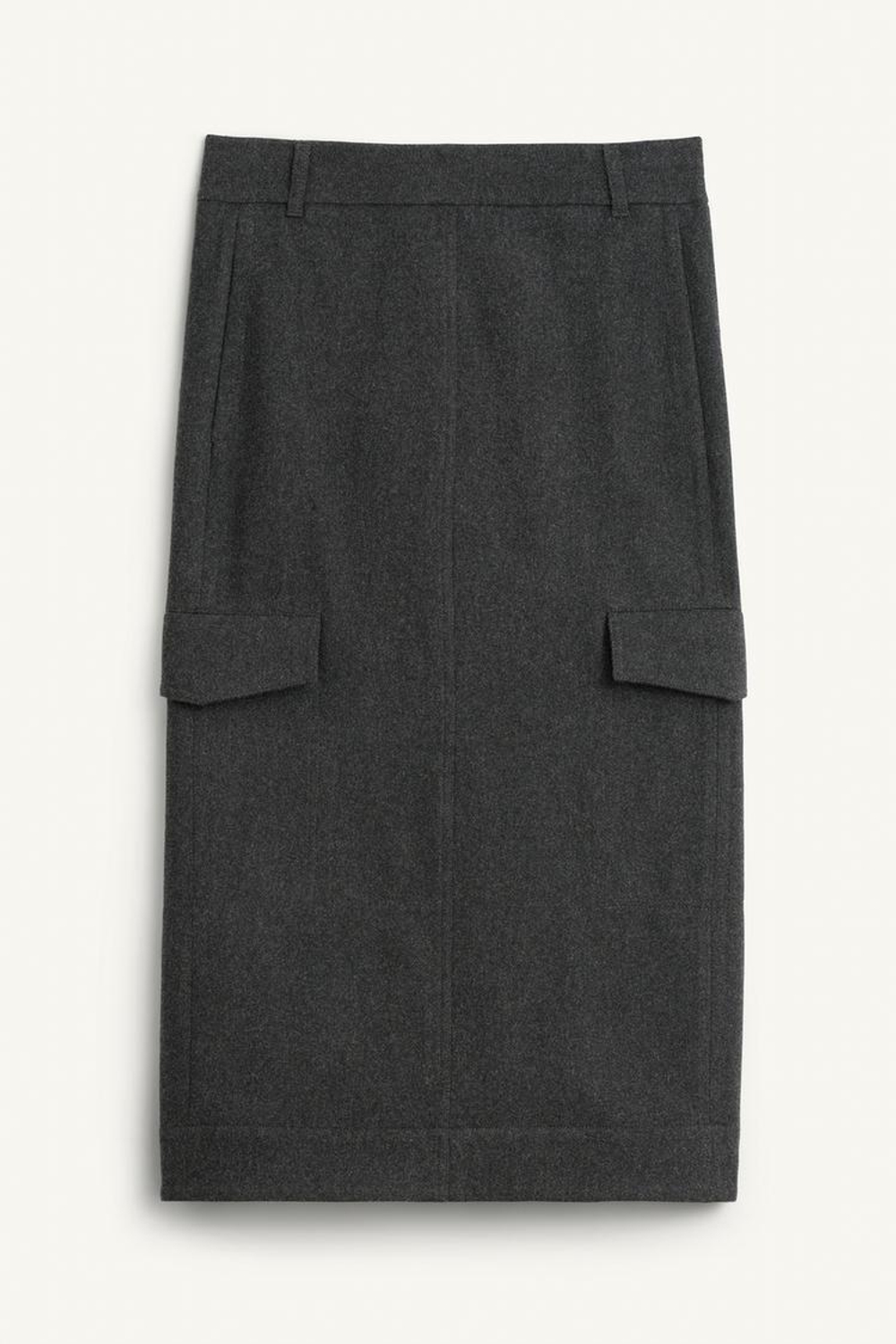 ZARA ЮБКА МИДИ ИЗ СМЕСОВОЙ ШЕРСТИ, СЕРЫЙ