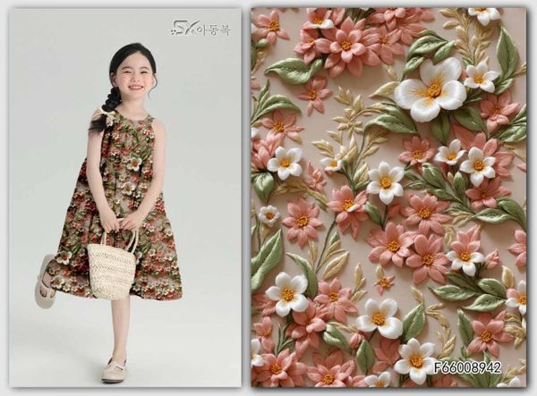БЕЛО-РОЗОВЫЕ ЦВЕТЫ 3D, 100% хлопок, Handmade Fabrics 6