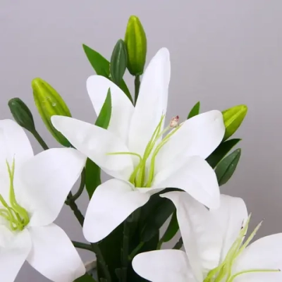 Искусственные цветы «Букет Лилий» 45см, цвет белый