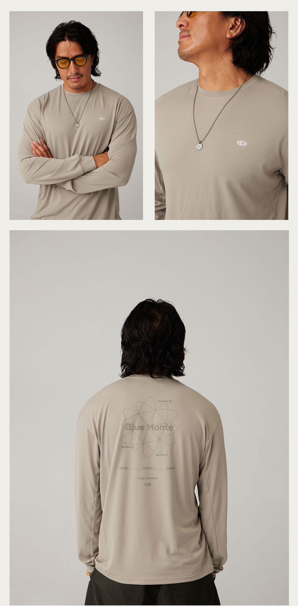 Лонгслив Nothomme Blue Athletic Casual Reflective Crew Neck Long-Sleeve Tee