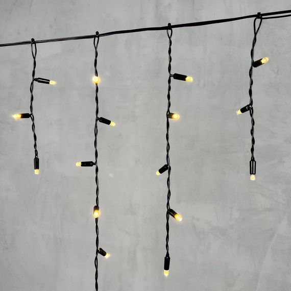 Светодиодная бахрома с колпачком 3,1*0,5 м., 120 теплых белых LED ламп, черный провод ПВХ, IP65, LTC (PIL120CAP-11-2WW)