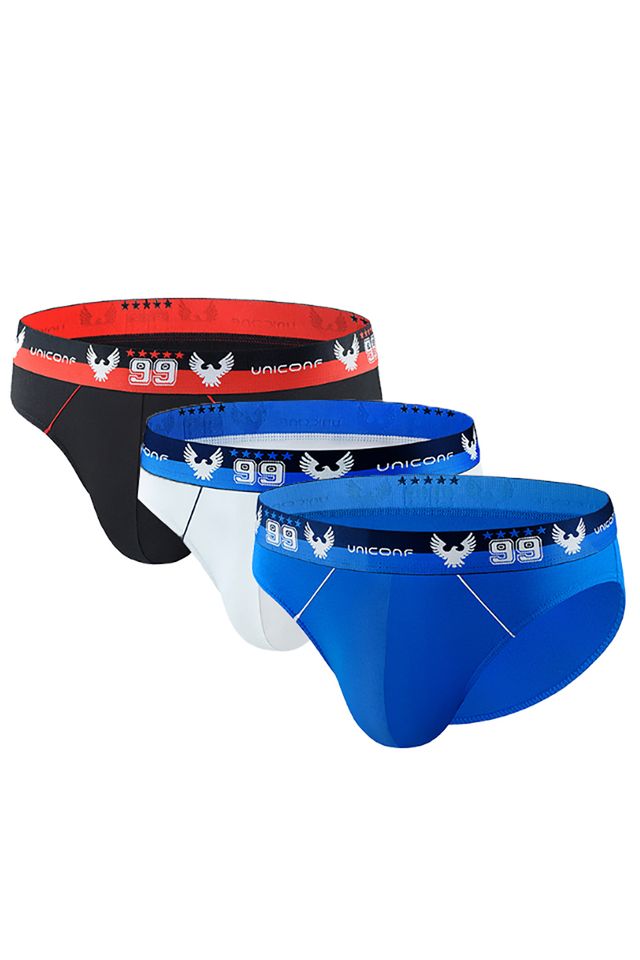 Комплект из 3-х трусов белого, голубой и черного цвета