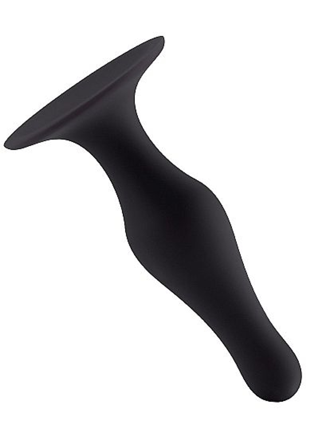 Чёрная анальная пробка с длинным кончиком Butt Plug with Suction Cup Medium (Цвет: черный)