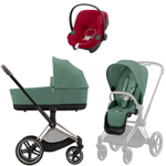 Коляска Cybex Priam IV Rosegold complete Aton B2 Dynamic Red Base One 4 в 1 Leaf Green