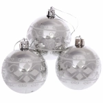 Новогодние шары 6 см (набор 3 шт) «Ажур», серебро