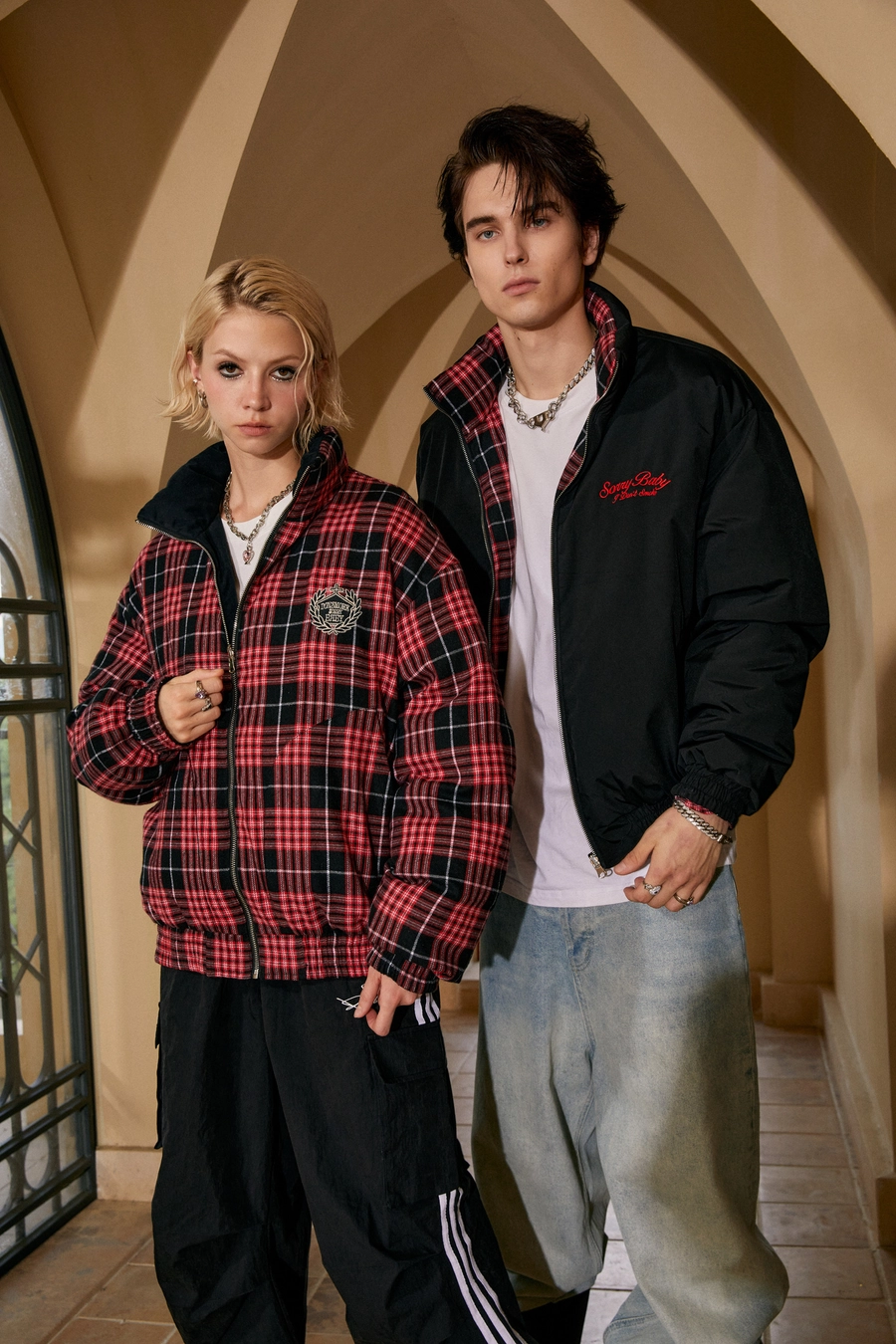 Двусторонний пуховик DONSMOKE "Double Sided" Plaid Puffer Jacket