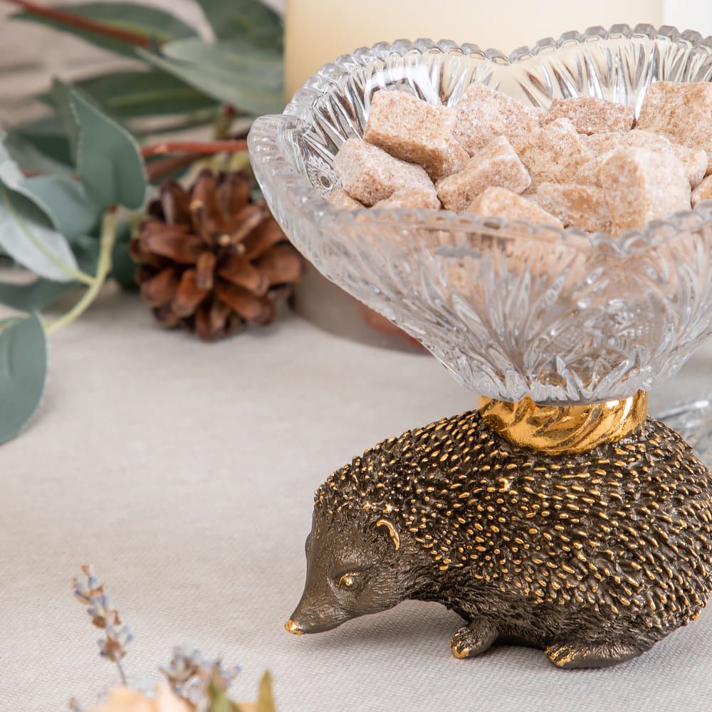 Сахарница стеклянная с крышкой Ежик Барб Бронза