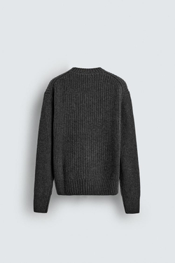 ZARA СВИТЕР СВОБОДНОГО КРОЯ, ТЕМНО-СЕРЫЙ МЕЛАНЖ