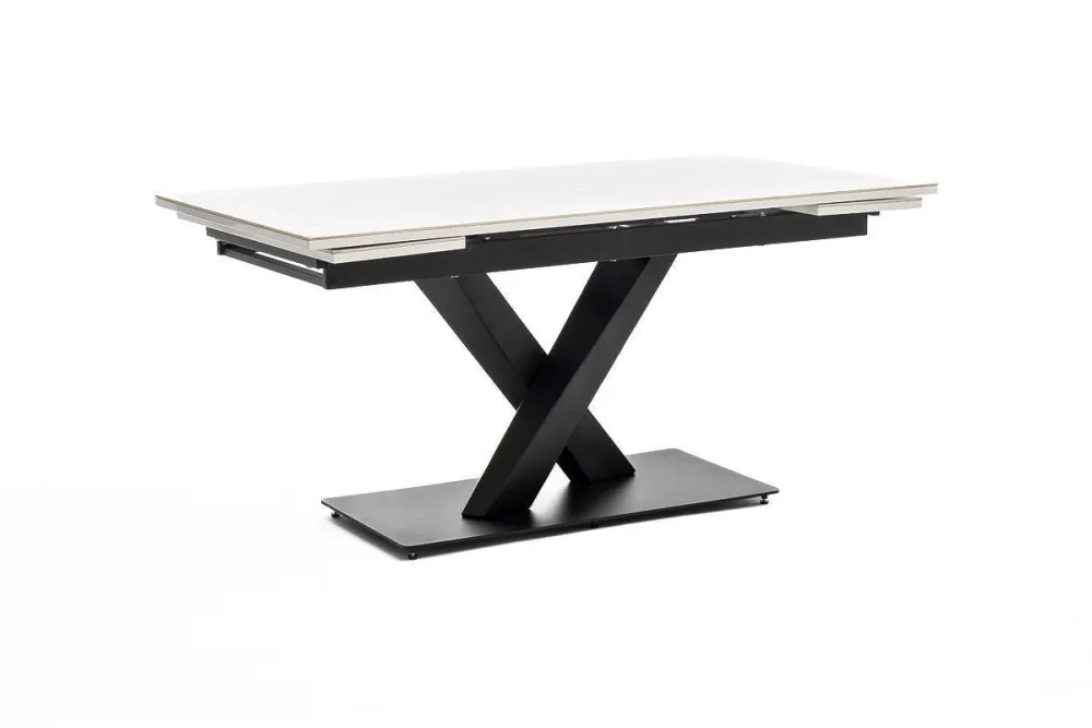 "Юпитер" стол интерьерный раздвижной обеденный из керамики, цвет белый глянцевый