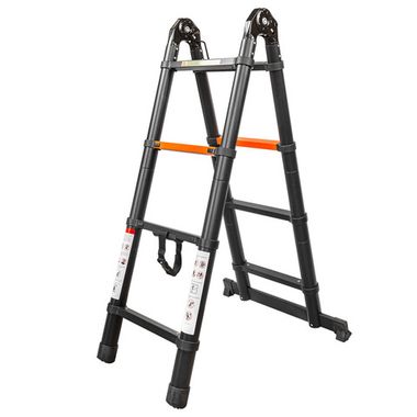 Лестница-стремянка телескопическая алюм. бытовая 1.3+1.3м (4+4 ступ.) RockForce##Rock FORCE RF-UP130-M