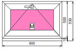 Пластиковое окно 500 х 800 фрамуга (форточка) ТермА Эко + Москитная сетка