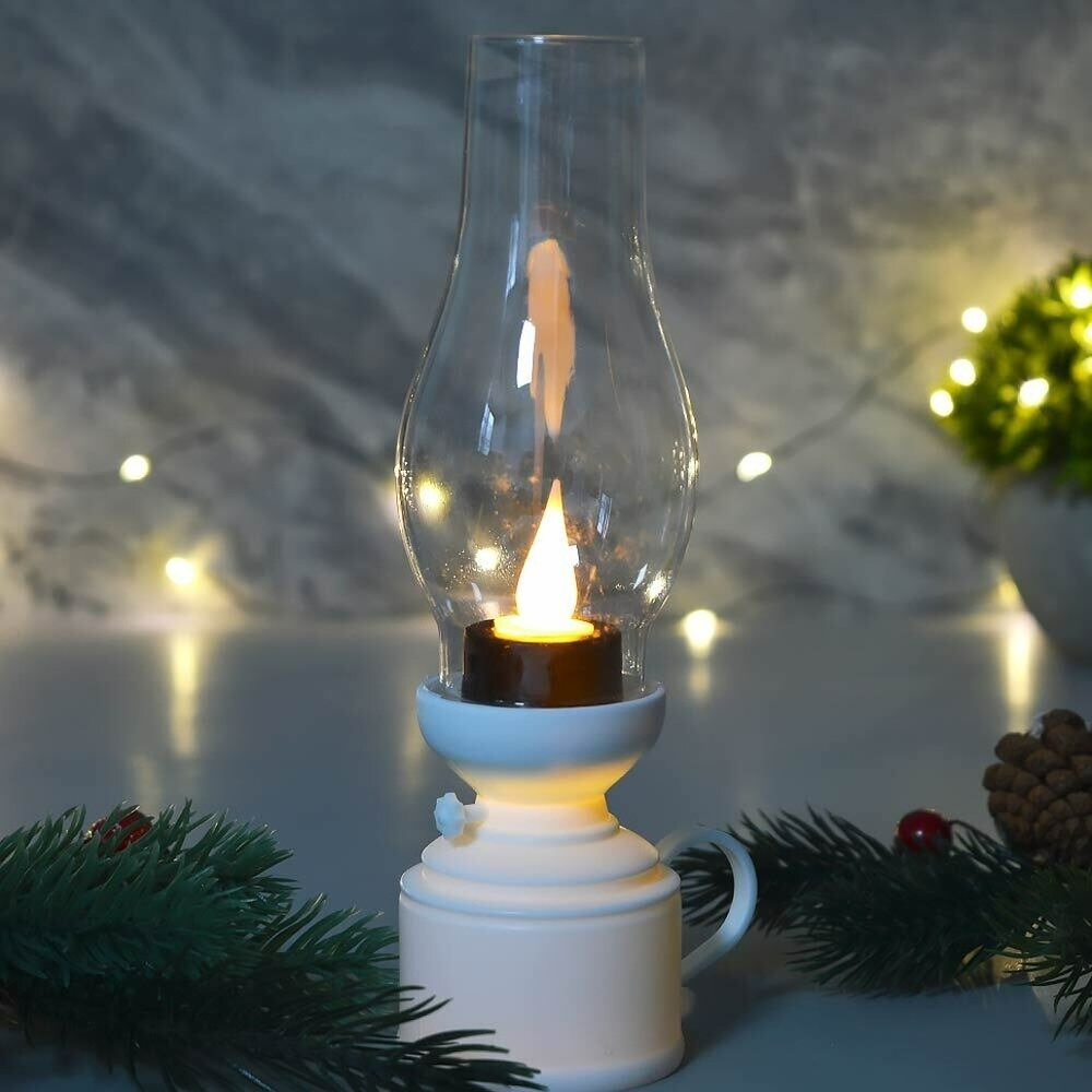 Сувенир новогодний с подсветкой "Лампа. Винтаж" 7,3*18,5см, белый