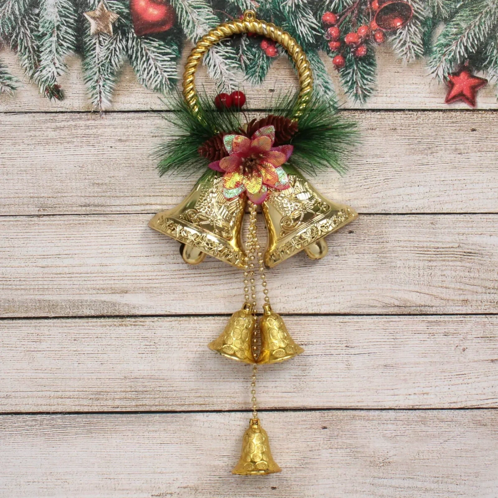 Украшение подвесное «Колокольчик с хвойной веточкой» 15*30 см, золото