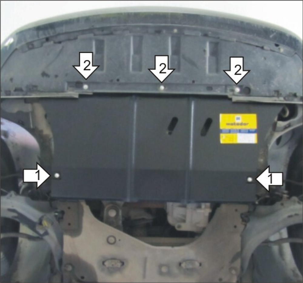 Защита картера Двигателя, КПП. 2 мм, Сталь. для Renault Megane 2002-2009 MOTODOR.01713