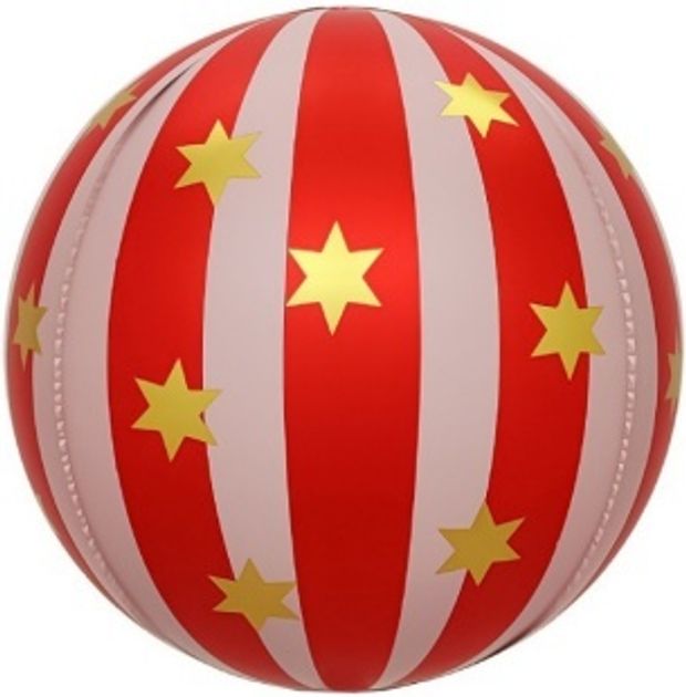 К Шар 3D сфера, фольга, 25"/64 см, НГ "Новогодний шар. Золотые звезды", красный (Falali) (БГ-45)