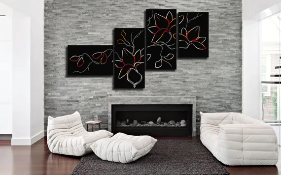 Модульная картина "Композиция с цветами"