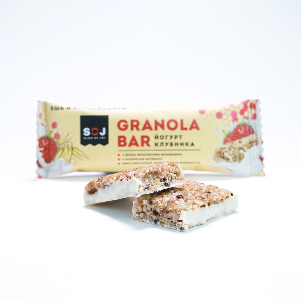 Батончик злаковый "GRANOLA BAR" со вкусом йогурта и клубники. 40 г