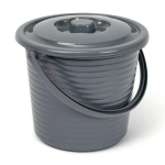 Ведро пищевое с крышкой рифленое RUNIS 5 л пластик, графит