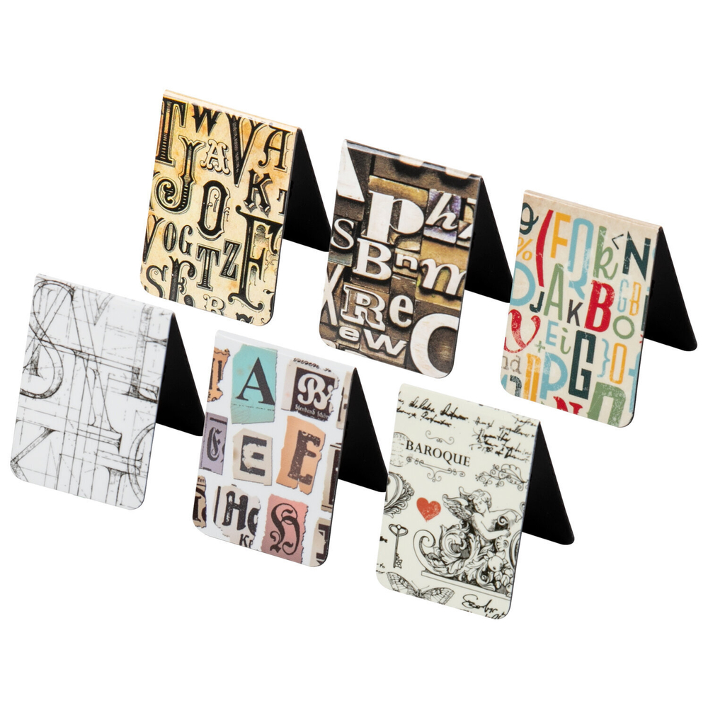 Закладки для книг МАГНИТНЫЕ "LETTERS" набор 6 шт. 35x25 мм BRAUBERG (8 штук в упаковке)