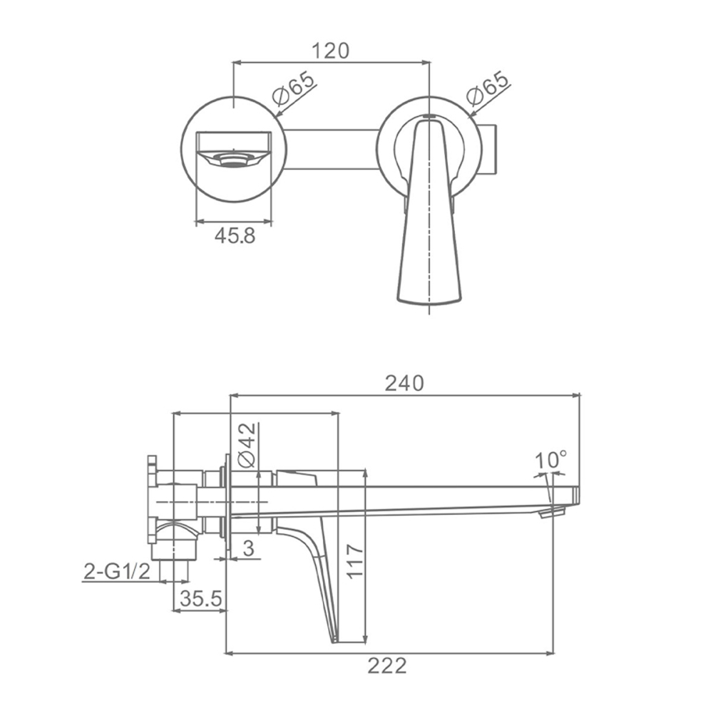 Смеситель для раковины встраиваемый Raglo R07.11.33, медь
