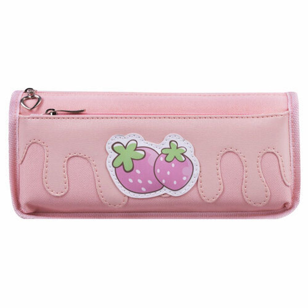 Пенал мягкий ЮНЛАНДИЯ, 2 отделения, полиэстер, "Strawberry shortcake", розовый, 21х9х6 см, 271577