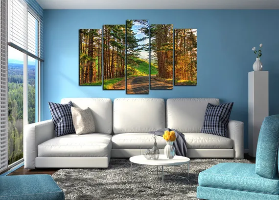 Модульная картина "Дорога в лесу"