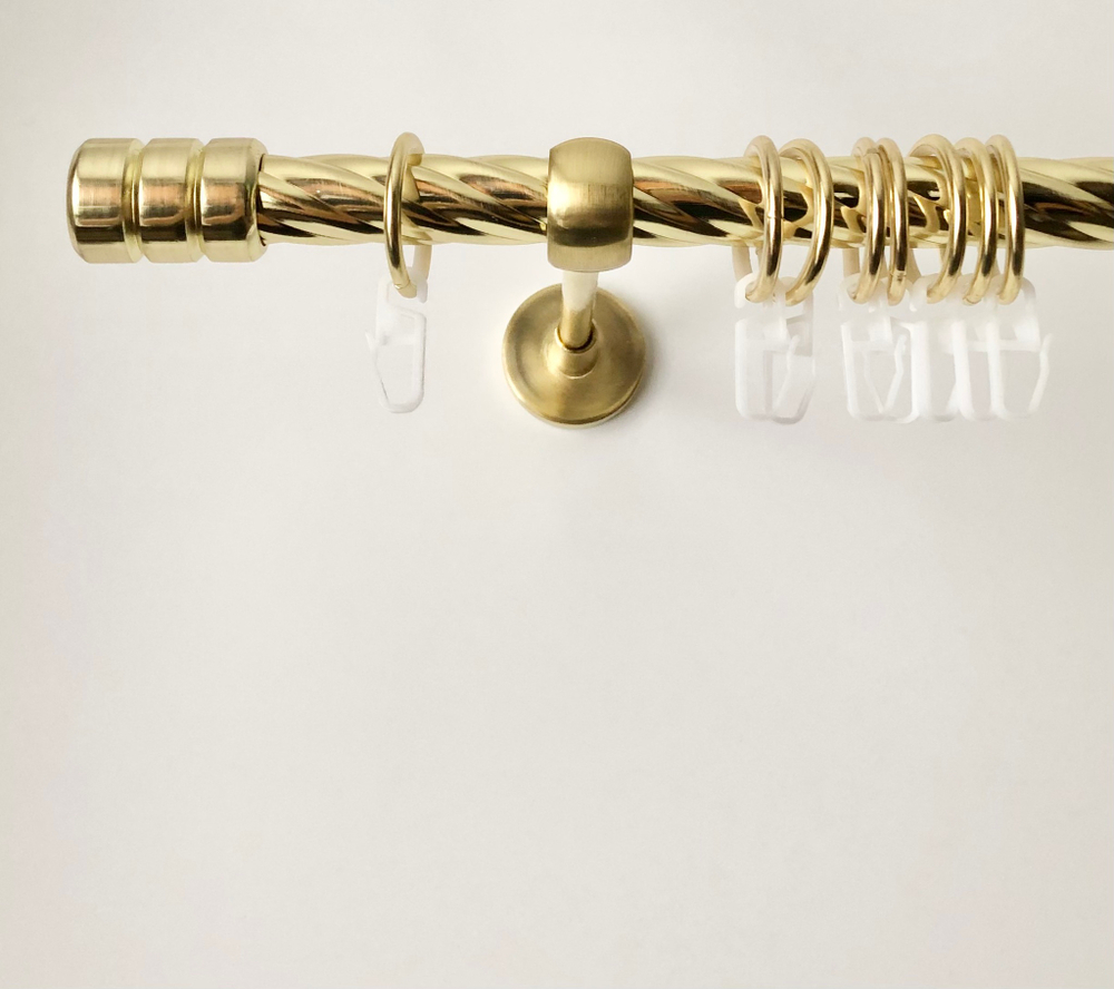 Карниз кованый витой для штор "Ост Цилиндр-II" d20 мм однорядный, цвет латунь