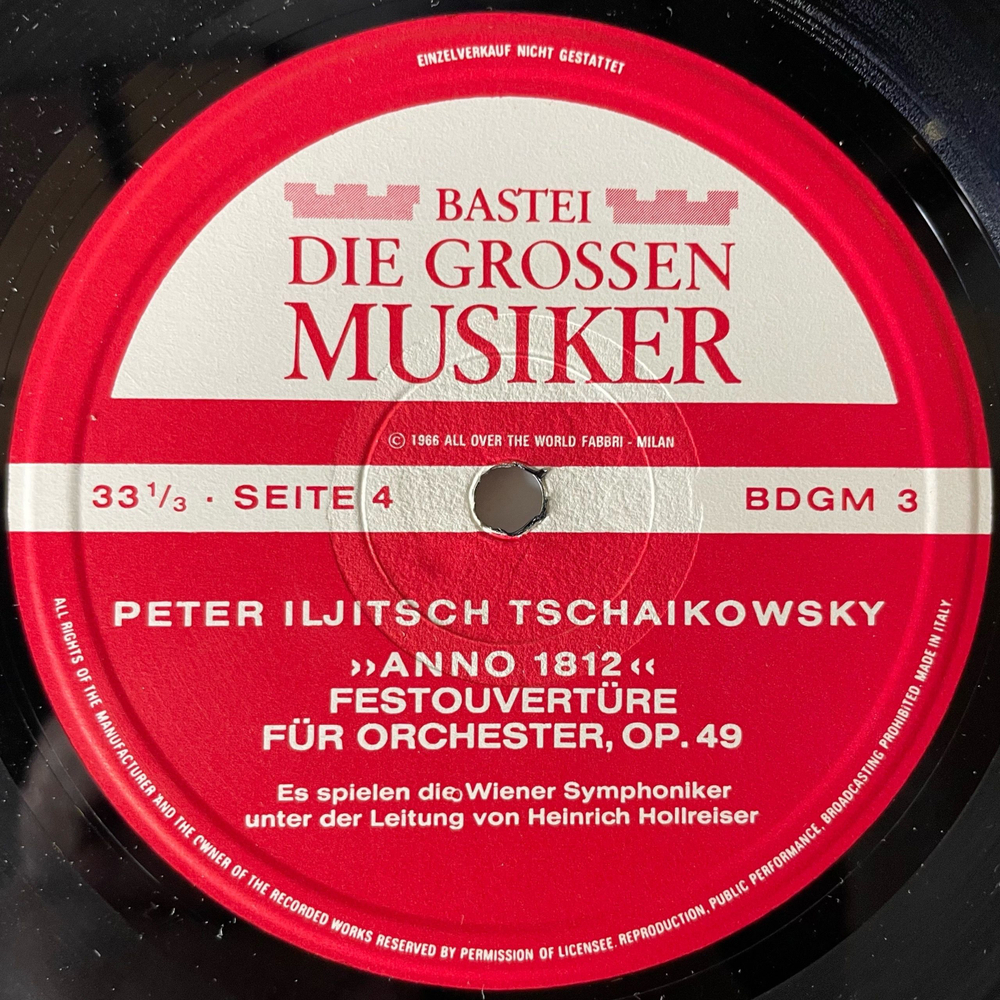 Винтажная виниловая пластинка LP Peter Iljitsch Tschaikowsky, П. И. Чайковский, Симфония 6 Патетическая, In 5 Folgen, Band III (Германия 1967) 10 дюймов