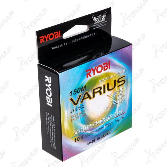 Шнур VARIUS PE8X-150MI 1.0# Multi Colour 0,165мм Ryobi