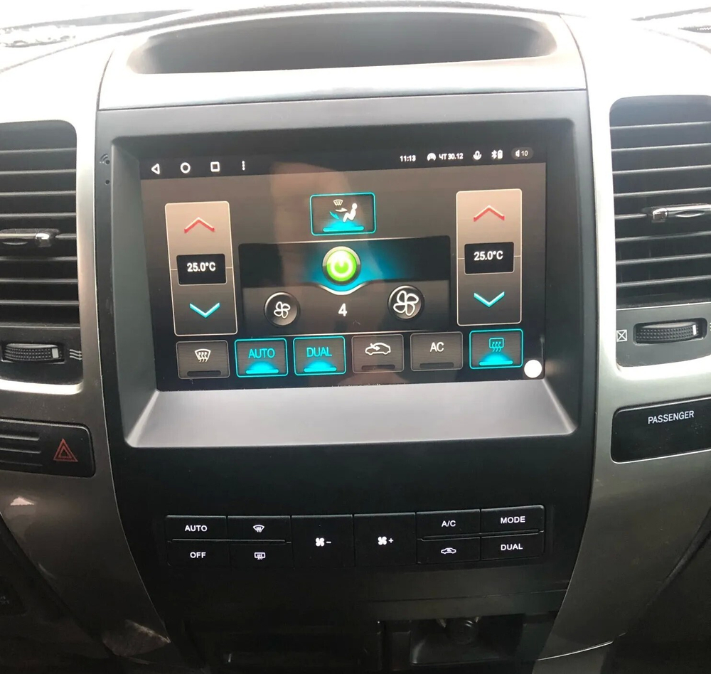 Магнитола для Lexus GX470 J120, Toyota Land Cruiser Prado 120 (климат на большом экране) - Carmedia SF-9696-2 QLed, Android 12, TS10, CarPlay, 4G SIM-слот