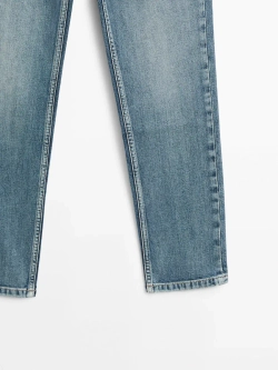 Massimo Dutti Укороченные зауженные джинсы со средней посадкой, голубой