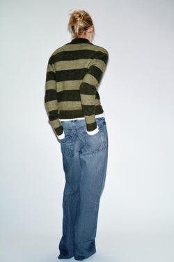 ZARА КАРДИГАН В ПОЛОСКУ, ЗЕЛЕНЫЙ