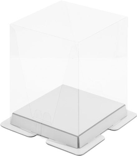 Коробка под торт и кулич с прозрачным куполом 150х150х200 белая
