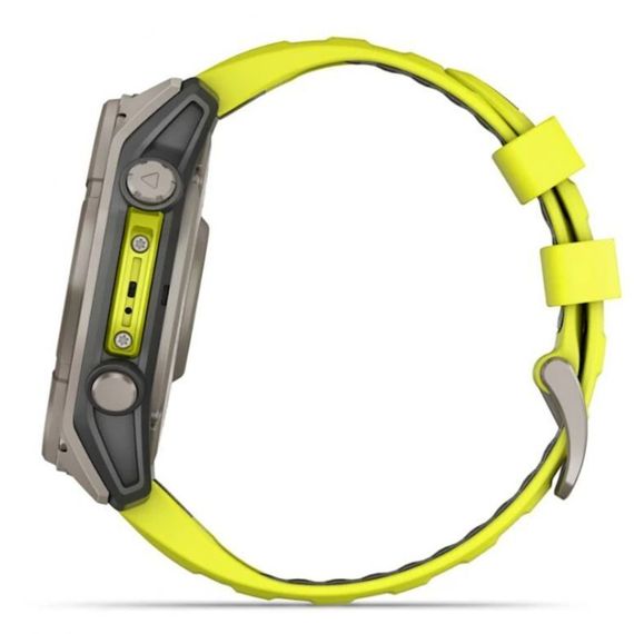 Garmin Fenix 8 51 мм Solar Titanium – жёлто-серый ремешок, сапфировое стекло