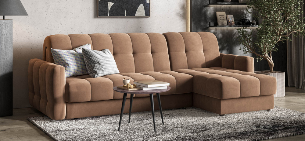 Угловой диван Босс Слип 160 Велюр Монолит Мокко