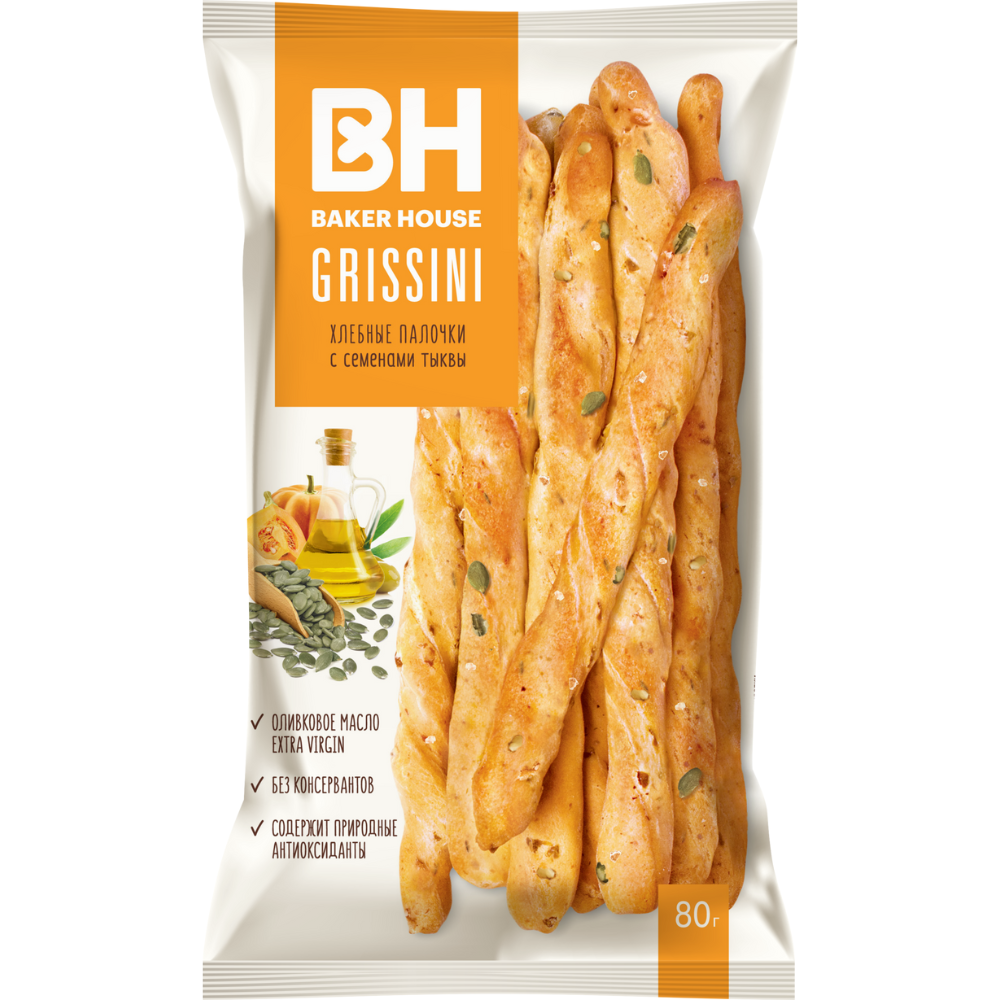 Хлебные палочки Baker Hous с семенами тыквы 80 гр