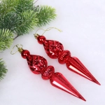 Ёлочные игрушки «Сказочная сосулька» 17,8 см, Красный (набор 2 шт)