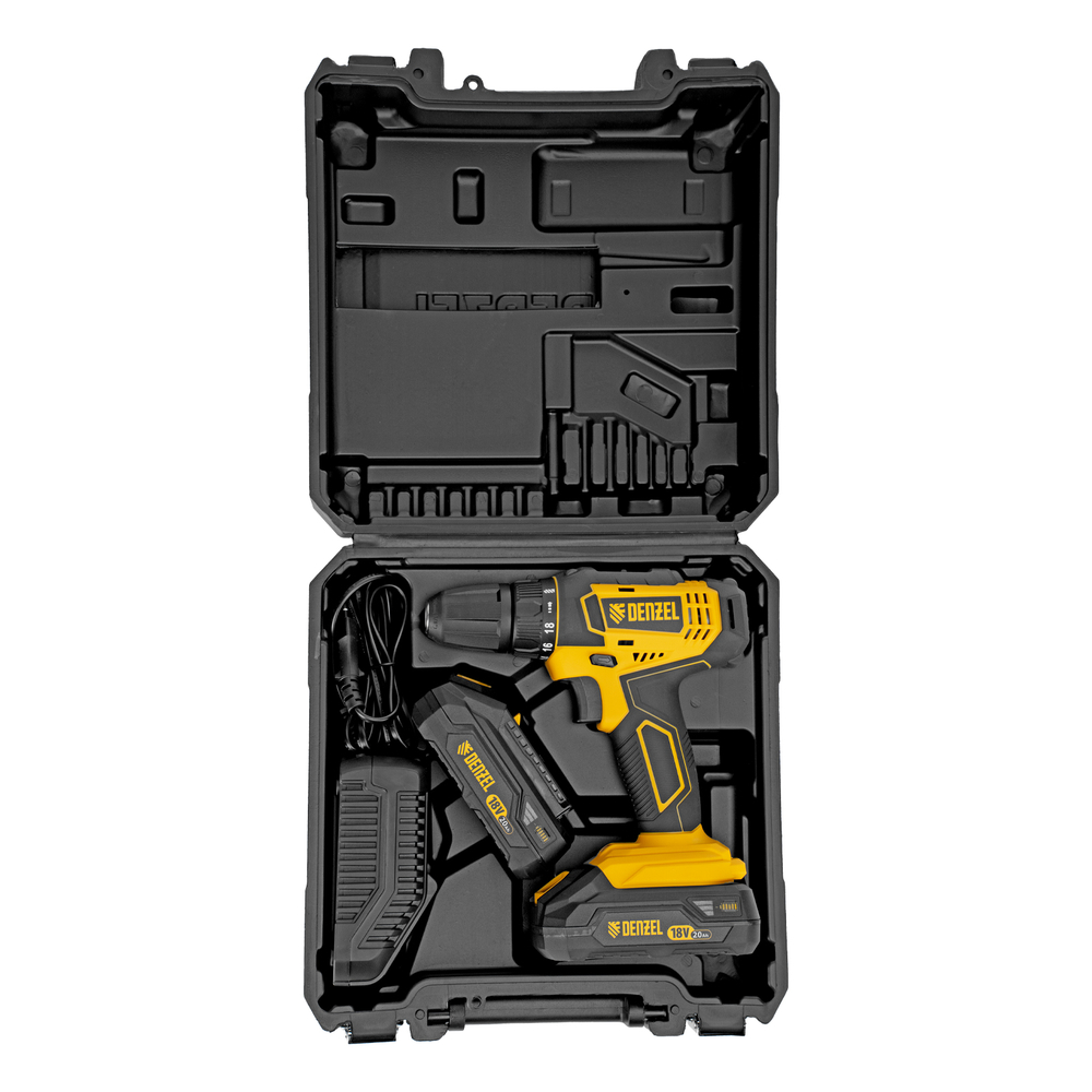 Дрель-шуруповерт аккумуляторная CDL-18-02BM, Li-Ion, 18 В, 2 акк.// Denzel