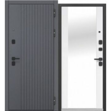 Дверь металлическая Luxor 2МДФ Вертикаль Зеркало Эмалит Белый