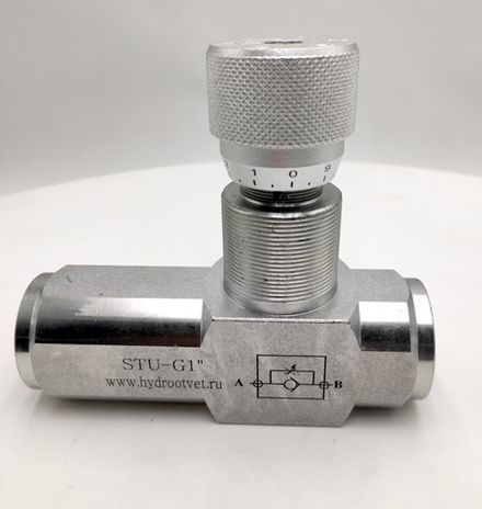 STU-G1-1111-1 - Дроссель трубного монтажа c рукояткой, G1", с обратным клапаном